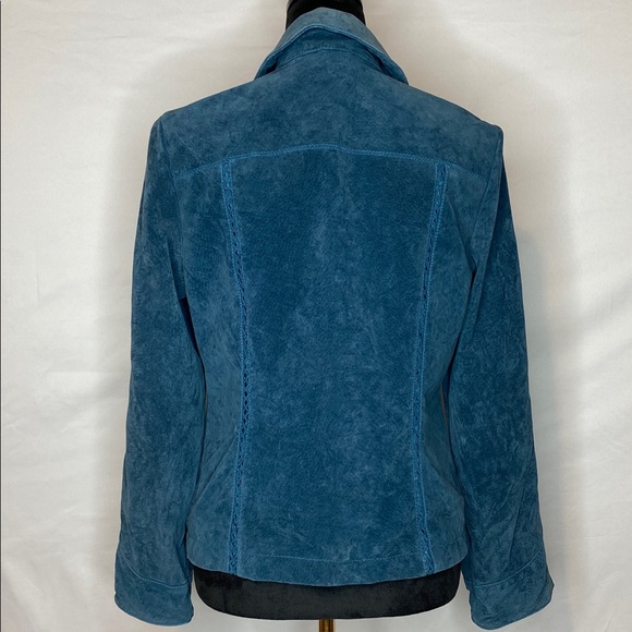 Vintage Y2K AMI Blue Suede Leather Jacket Coat with Silver Buttons - Picture 2 of 8
